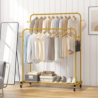 Séchoir à linge d'intérieur moderne en acier au carbone, imperméable, léger, durable, à double poteau, 4 niveaux, pliable, sur roulettes, multifonctionnel