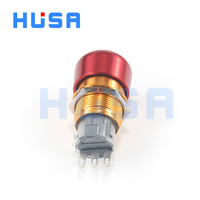 Bouton-poussoir d'arrêt d'urgence HUSA 19 mm à tête plate en métal, 24 V 3 A 1NO1NC, étanche IP65, à verrouillage, pour commande de machines industrielles