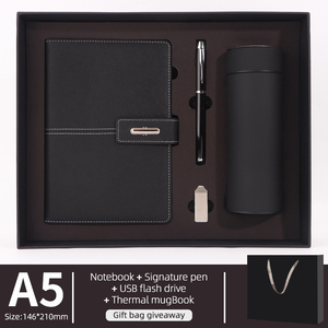 Luxe zakelijke geschenkset A5 lederen notitieboek USB-pen waterfles, maatwerk mogelijk - Product Image 6