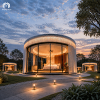 Villa moderne de luxe, dôme transparent en polycarbonate, maison bulle, glamping en plein air, maison ronde transparente pour hôtel, complexe hôtelier
