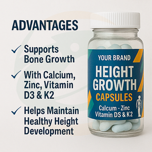 Suplemento de Colágeno para Crescimento de Altura 100% <span class=keywords><strong>Natural</strong></span> com Cálcio, Suporte ao Crescimento para Adultos, Dosagem para Articulações e Ossos, 60 Cápsulas - Product Image 3