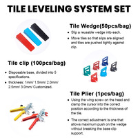 Système de nivellement professionnel pour carreaux, 100 clips en plastique de 1,5 mm, cales, entretoises, outils d'installation pour carreaux de céramique et de porcelaine, OEM