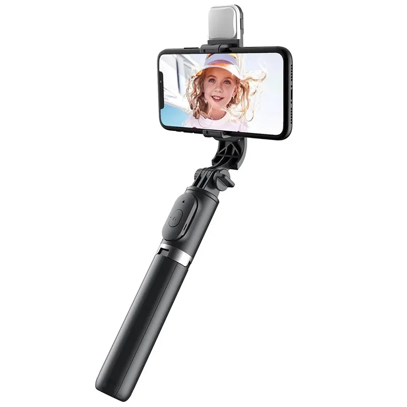 For Living Streaming 1045mm Q02s LED Fill With Light 360 Degree Rotation Wireless Tripod Mini Selfie Stick