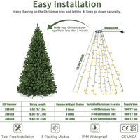 Nouvelle Guirlande Lumineuse LED de Noël en Forme d'Étoile à Cinq Branches, Chaude et Colorée, IP44, Basse Tension, pour le Sommet de l'Arbre, Effet Cascade, à Suspendre