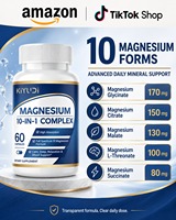 Livraison gratuite, directement de l'usine aux États-Unis, stock disponible, capsules de mélange de magnésium 10-en-1, complément alimentaire quotidien, 60 capsules