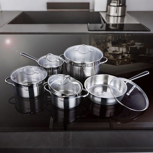 Bán buôn 10-mảnh khỏe mạnh Cookware Set 304 không gỉ cảm ứng kính có nắp đậy Chứng Khoán nồi chảo soong Frypan máy rửa chén an toàn nhà - Product Image 1