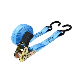 1" X 15' 1823lb Break Strength Ratchet Tie Down Straps With Padded Handles For Moving Securing Cargo