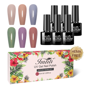 IMTITI Fábrica Mayorista, Set de 6 Colores de Esmalte de Uñas en Gel Dorado Fluido, Esmalte de Gel Sin Hema ni TPO, Fábrica de Esmalte de Gel, MOQ Bajo, Logotipo Personalizado - Product Image 1