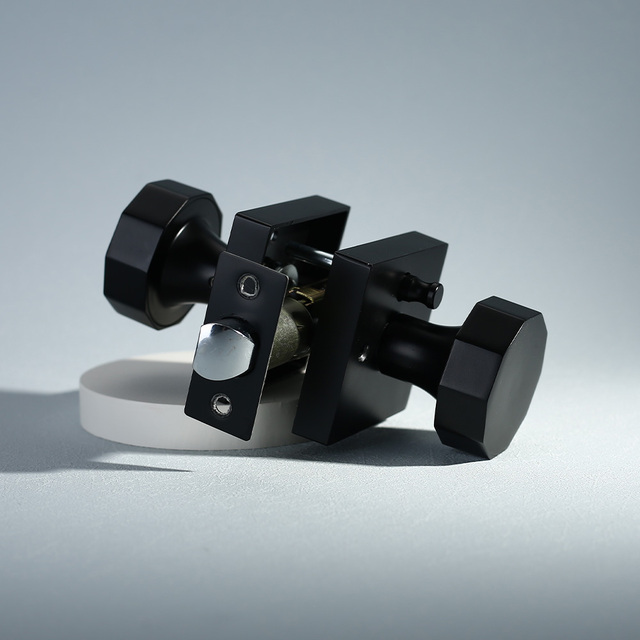 Filta Black Gold Handles and Round Knobs Door With Lock for Interior Doors