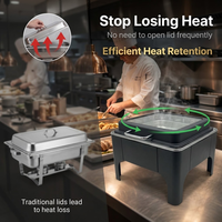 Marmite de cuisson électrique en acier inoxydable noir avec couvercle en acier inoxydable, design européen, pour soupes et bouillons, idéale pour hôtels, mariages, banquets et traiteurs