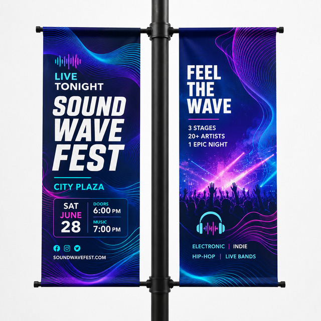 Custom Lamp Post Advertising Flag Street Pole Vinyl Banners for Decoration and Promotion