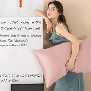 Taie d'oreiller 100% Soie <span class=keywords><strong>de</strong></span> Mûrier 6A 16 19 22 25 30 Momme Douce et Rafraîchissante pour la Peau et les Cheveux OEKO - Product Image 2