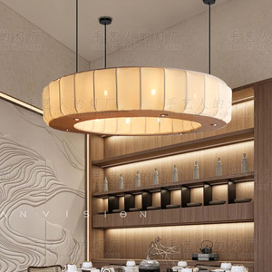 Lustre rond de style chinois à LED pour restaurant, villa, hôtel, chambre privée, salon, lampe de plafond - Product Image 4