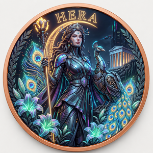 Moneda de Cobre Fino 999 de 5 oz, Diosa <span class=keywords><strong>Griega</strong></span> <span class=keywords><strong>Hera</strong></span> en 3D con Alto Relieve, Color UV, Electrochapada, Impresa en Letterpress, Artesanía Metálica - Product Image 2
