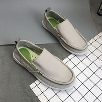 Mocassins en toile respirants pour hommes, chaussures de marche estivales à enfiler, semelle intermédiaire en chanvre, tendance mode, semelle extérieure en plastique, pour l'extérieur