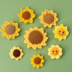 Llavero de ganchillo con cabeza de flor de girasol simulada, accesorios para ramo, venta al por mayor - Product Image 1