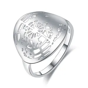 Luxury 925 Sterling Silver Nautical Map Rings Plain Silver for Men and Women-Fashion Jewelry