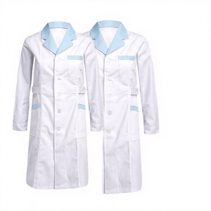 Ropa de médico de enfermera para mujer, uniforme de Hospital, Chaqueta larga de bloque de Color, disfraz, uniformes, Top - Product Image 1