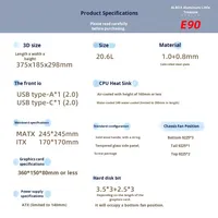 Aluminium Xiaobao E90 Compact ATX Petit Boîtier Refroidissement Air/Eau Simple Portable MATX Mini Ordinateur Boîtier Principal en Stock Fenêtre