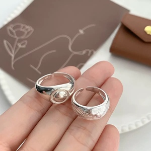 Geometric Smooth <b>Open</b> <b>Ring</b> S925 Sterling Silver Irregular Striped Women's Stackable Index Finger Fashion Jewelry Gift - Product Image 5