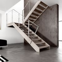 Escalier moderne en métal à poutres carrées pour résidences, escalier intérieur en métal sur mesure