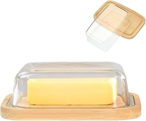 Pot à beurre en <span class=keywords><strong>bambou</strong></span> avec couvercle hermétique pour garder le beurre souple, idéal pour comptoir, porte de réfrigérateur ou étagère - Product Image 1