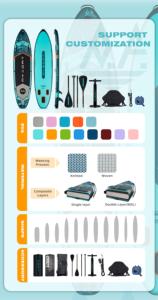 Planche de Stand Up <span class=keywords><strong>Paddle</strong></span> (SUP) <span class=keywords><strong>gonflable</strong></span> personnalisée vert olive, en matériau Drop Stitch, avec tous les accessoires pour les sports nautiques - Product Image 4