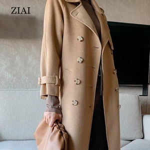 <span class=keywords><strong>Cappotto</strong></span> <span class=keywords><strong>lungo</strong></span> invernale 100% in lana <span class=keywords><strong>cammello</strong></span> doppiopetto caldo e classico da donna in lana impermeabile impermeabile <span class=keywords><strong>cappotto</strong></span> in lana nera - Product Image 3