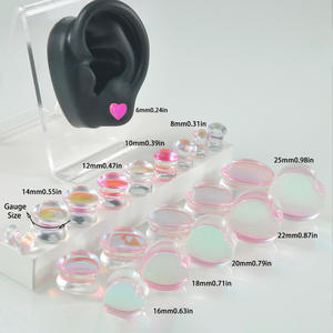 YICAI Glas Pink Lila Farbe Ohr strecker Expander Gauge 6-25MM <span class=keywords><strong>Body</strong></span> <span class=keywords><strong>Piercing</strong></span> Schmuck Herzform Ohr Tunnel Stecker - Product Image 1