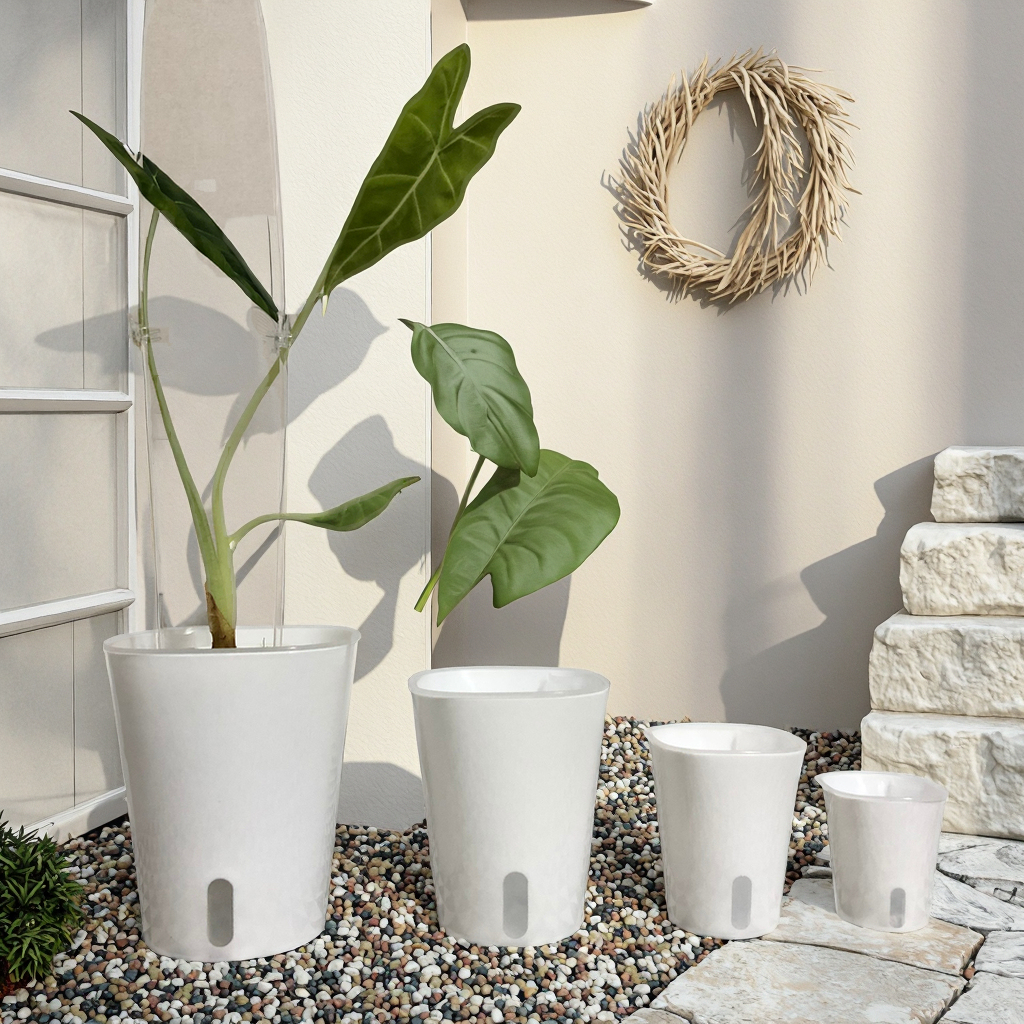 12.5×15cm Eco-Friendly Self-Watering Planter with Clear Visible Water Reservoir