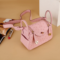 Sac à main femme en cuir véritable texturé autruche 19 cm, cousu main au fil ciré, imperméable, été/hiver, fermeture éclair, bandoulière