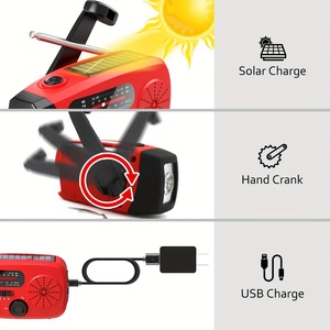 Banco de Energía Portátil Recargable de 2000mAh con <span class=keywords><strong>Radio</strong></span> AM/FM de Manivela Solar de Emergencia, Señal SOS y Linterna, Cargador USB para Teléfono - Product Image 5