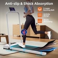 Tapis roulant pliable et portable avec moteur 0,75 CV, vitesse de 1,0 à 10 km/h, écran LED, télécommande, application de programmation pour la maison/le bureau