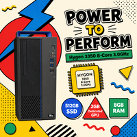 Station de travail de bureau OEM personnalisée Hygon 3350 8 cœurs 3,0 GHz 8 Go 512 Go SSD 2 Go GPU Châssis 15L Ensemble complet 23,8 pouces