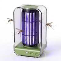 Lámpara Antimosquitos Eléctrica Recargable con Sensor de Luz, Trampa de Luz UV, Eliminador de Insectos Silencioso