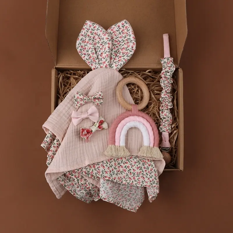 Yeni gelmesi tasarım bebek hediye setleri güzel yorgan gökkuşağı diş kaşıyıcı emzik klip ile bebek için doğum günü hediyesi