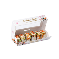 Grande boîte à sushi personnalisée en carton bois foncé, modèle Moderno, avec plateau à compartiments pour crêpes, tacos, livraison et fêtes