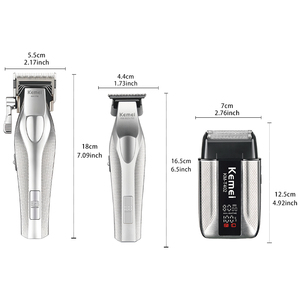 Kemei Km-S3 Pro IPX7 tóc Clipper Combo cổ điển Mã hộp gói tóc tông đơ Km-3023-702 chuyên nghiệp thiết lập dao cạo điện 3in1 Kit - Product Image 3