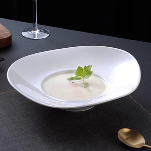 Mũ Rơm Hình Dạng 10/12 Inch Gốm Sứ Tấm Rộng Trắng Bữa Ăn Tối Sứ Gốm Pate Cho Súp Cho Nhà Hàng - Product Image 2