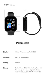 Montre connectée pour enfants A10 avec appel vidéo 4G, détection intelligente de la <span class=keywords><strong>température</strong></span> corporelle, montres carrées, WIFI, GPS Tracker, montre intelligente pour enfants - Product Image 2