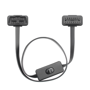 Cable de extensión de alta calidad <span class=keywords><strong>OBD2</strong></span> 16pin 60cm <span class=keywords><strong>Obd2</strong></span> Cable de coche plano Conector OBDII con interruptor - Product Image 1