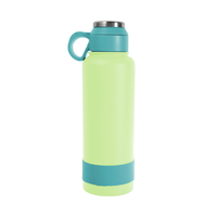 Bouteille d'eau isotherme sous vide en acier inoxydable écologique de 32 oz avec logo personnalisé, isolation thermique 12-24h, large ouverture et base en silicone avec poignée