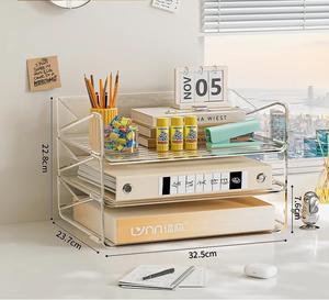 Nhiều lớp Stackable <span class=keywords><strong>A4</strong></span> Giấy Giá máy tính để bàn ngăn kéo tổ chức cho vật tư văn phòng linh tinh các mặt hàng lưu trữ tập tin lưu trữ Bàn - Product Image 3
