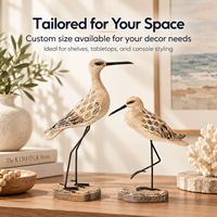 Figurine de mouette en bois vintage en gros, oiseau marin à longues pattes, ornement de style nautique pour la décoration de la maison, de la table à manger ou d'une étagère