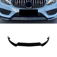 Noir brillant de style Brabus pour Mercedes Benz Classe C W205 2015-2018 3 pièces Spoiler de séparateur de lèvre avant