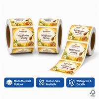 Étiquettes adhésives personnalisées avec logo de marque, impression de rouleaux d'étiquettes alimentaires, autocollants pour miel, autocollants pour thé, étiquettes d'emballage personnalisées