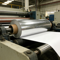 Rouleau de papier d'emballage pour bonbons et snacks, en feuille d'aluminium métallisée argentée, thermoscellable