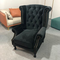 Fauteuil moderne capitonné à dossier haut, cadre en bois massif, tissu en velours rafraîchissant, chambre à coucher, salon, bureau à domicile, appartement