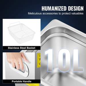 Para DB Professional 10L/2,5 Gal Limpiador ultrasónico Fácil Temporizador digital Calefacción Máquina de acero inoxidable para industrial - Product Image 4