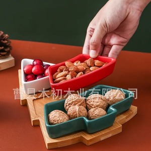 Ceramic Christmas tree tableware, fruit plates, <b>trays</b>, dessert plates, snack plates, <b>small</b> bowls, salad plates, breakfast - Product Image 1